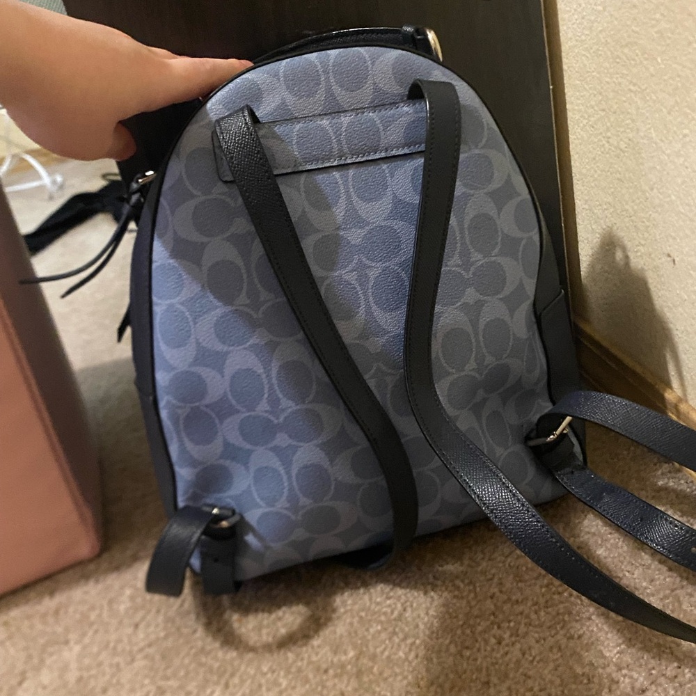 Coach Signature Pattern Blue Backpack - Picture 2 of 4